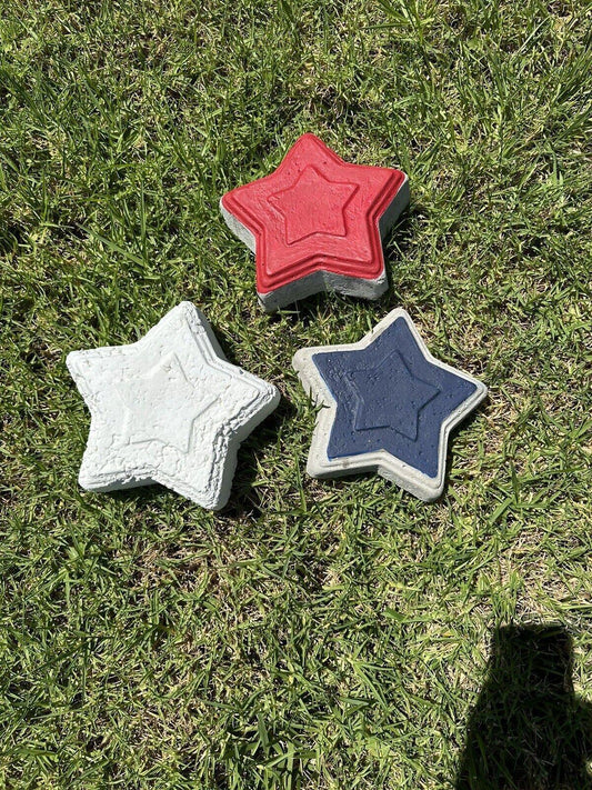 Hand Painted Custom Stepping Stones For Your Garden Decor 3 Stars Patriotic - Stylin Spirit