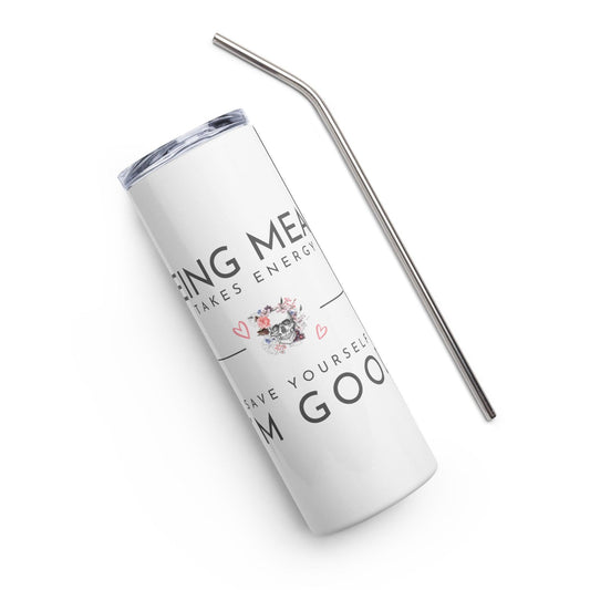 Stainless steel tumbler - Being Mean Skull - Stylin Spirit