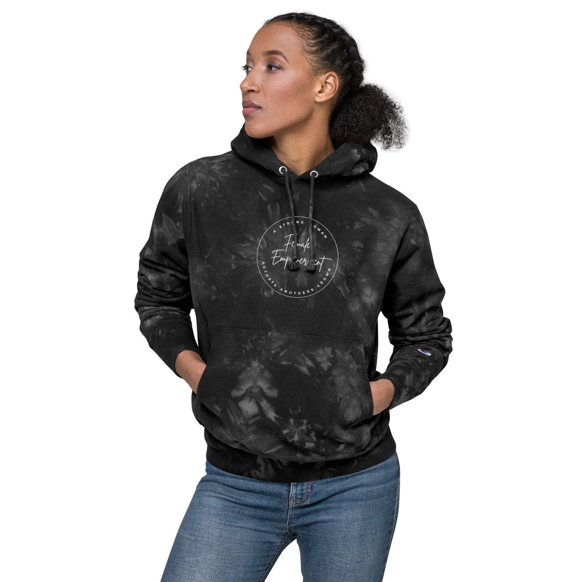 Unisex Champion tie-dye hoodie - Female Empowerment - Stylin Spirit
