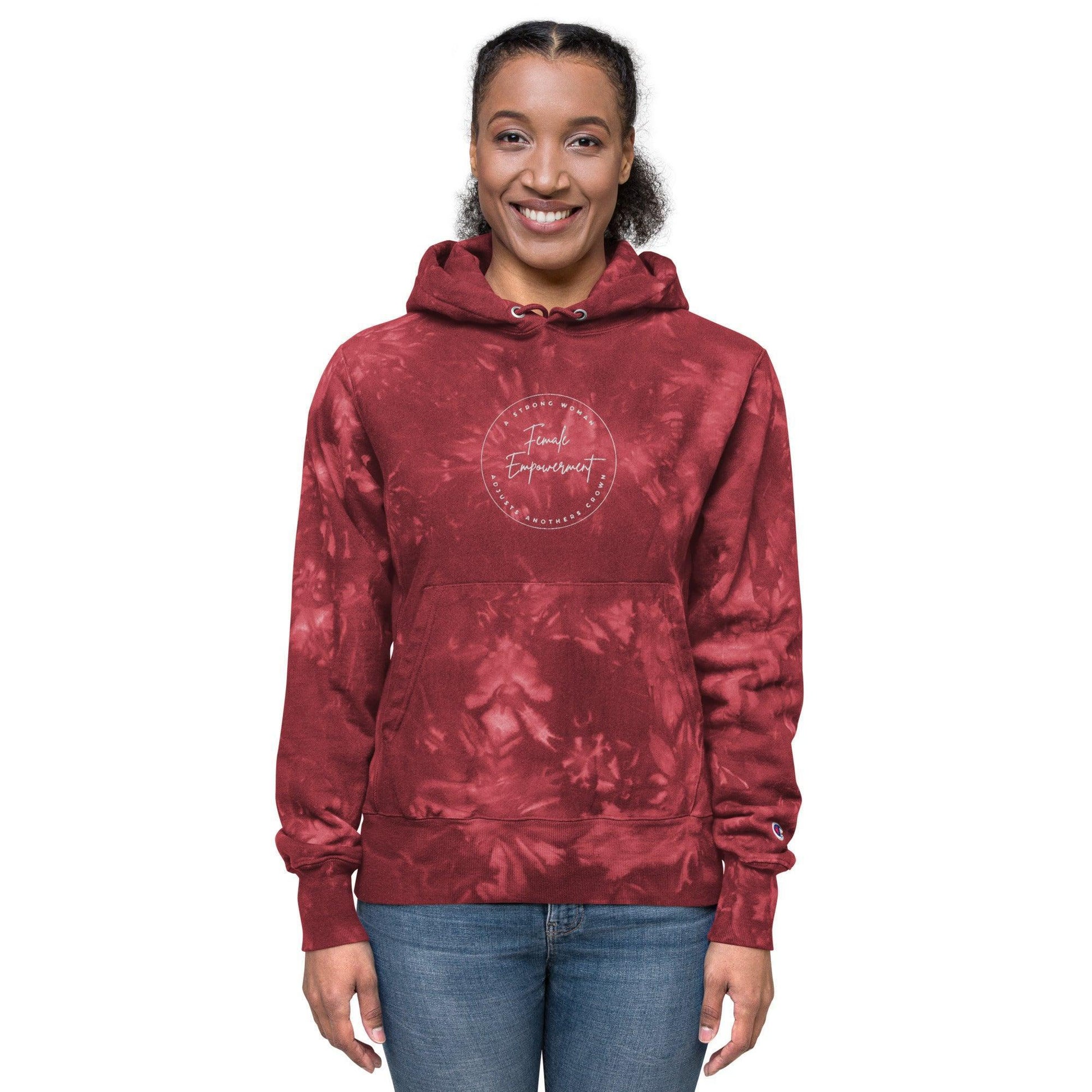 Unisex Champion tie-dye hoodie - Female Empowerment - Stylin Spirit