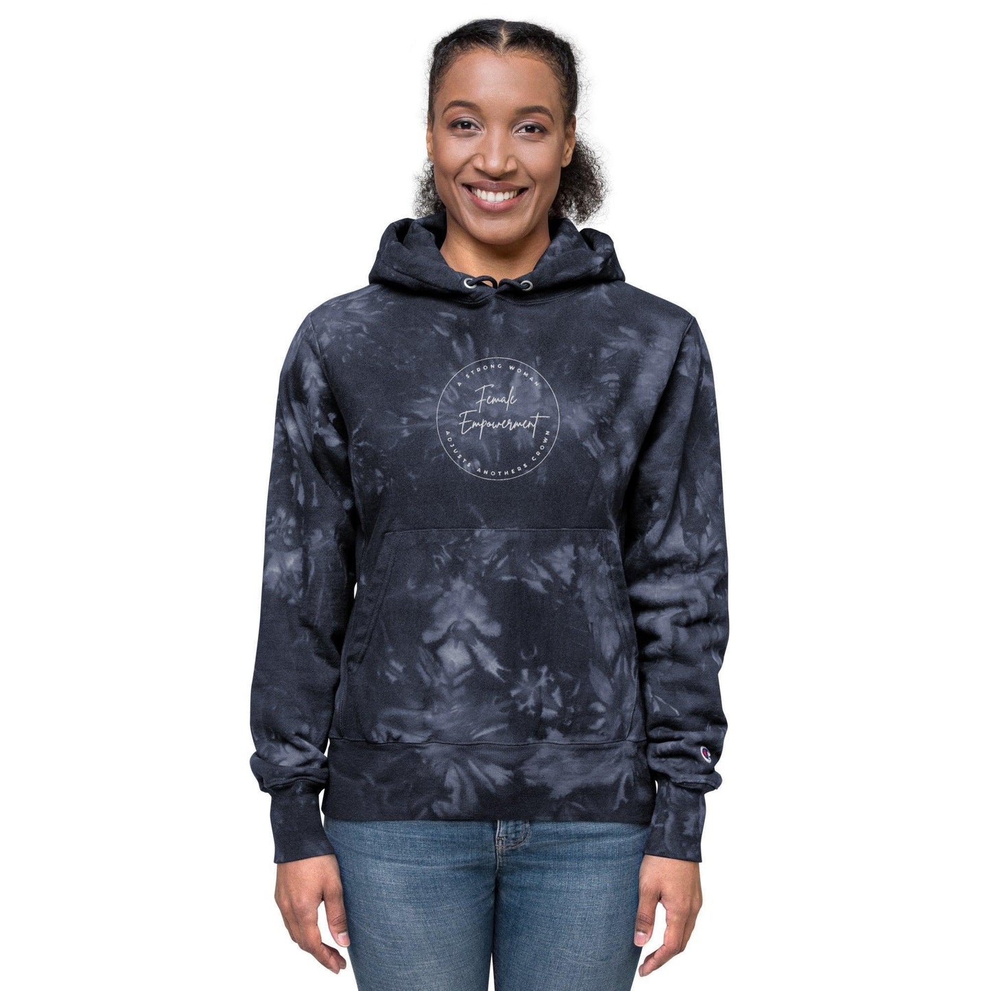 Unisex Champion tie-dye hoodie - Female Empowerment - Stylin Spirit