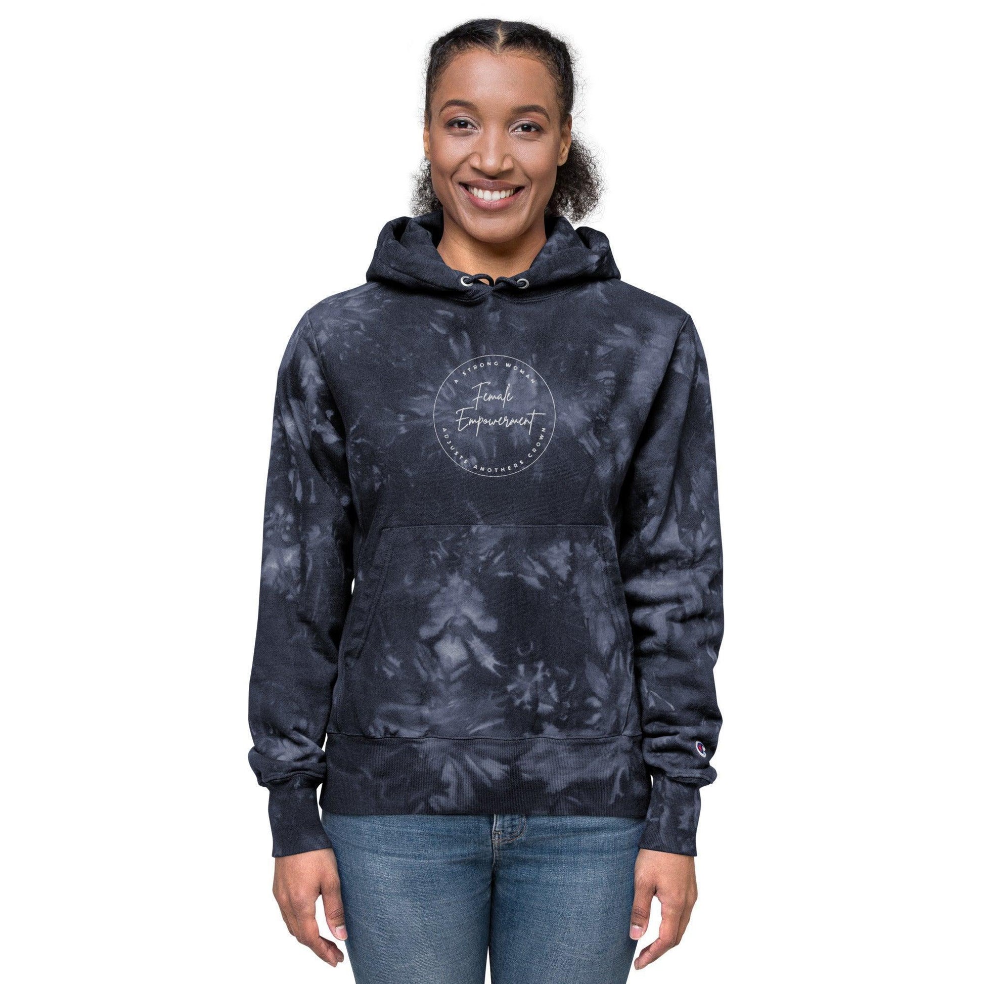Unisex Champion tie-dye hoodie - Female Empowerment - Stylin Spirit