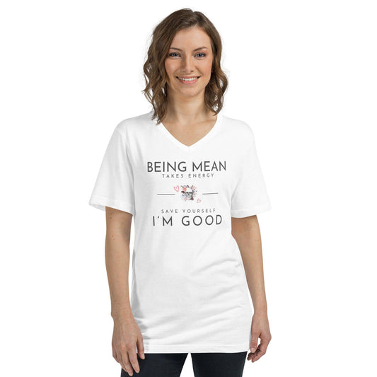 Unisex Short Sleeve V-Neck T-Shirt - Being Mean Skull - Stylin Spirit