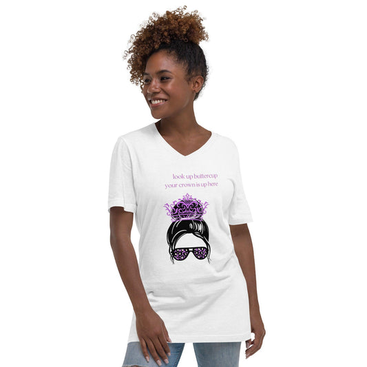 Unisex Short Sleeve V-Neck T-Shirt - Look up Buttercup - Stylin Spirit