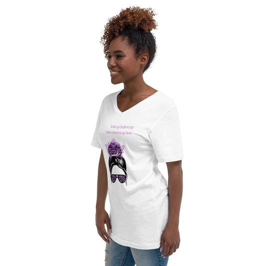 Unisex Short Sleeve V-Neck T-Shirt - Look up Buttercup - Stylin Spirit