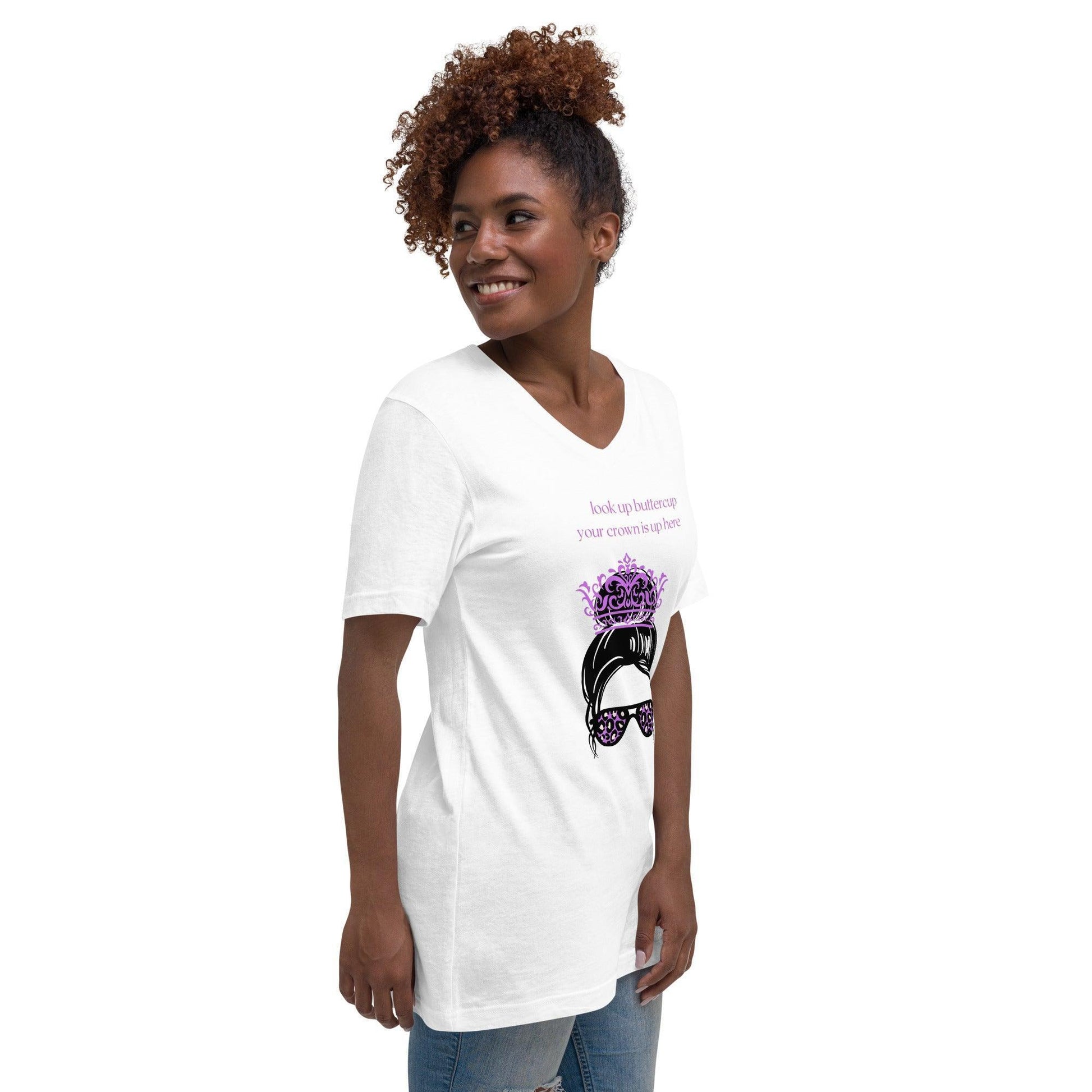 Unisex Short Sleeve V-Neck T-Shirt - Look up Buttercup - Stylin Spirit