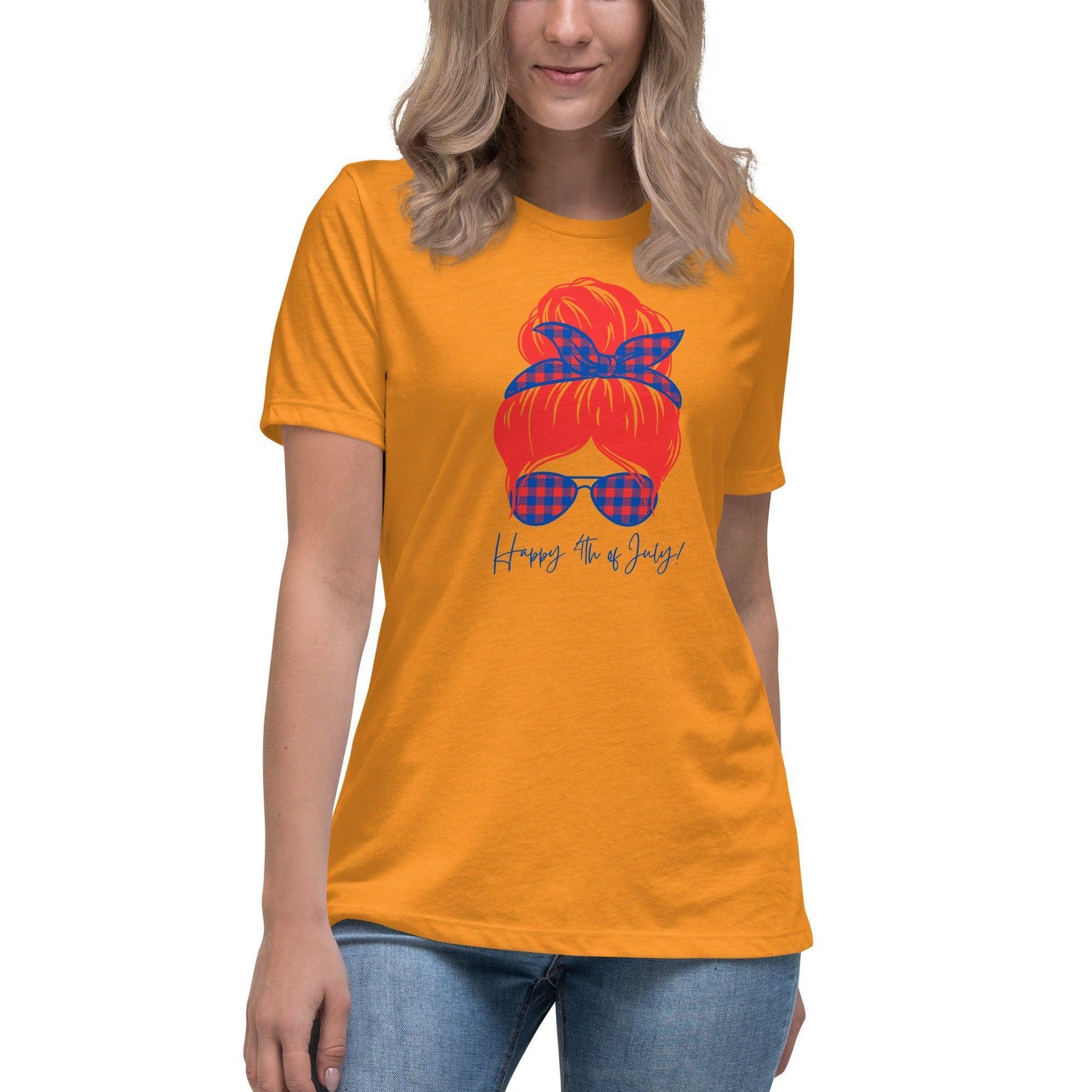 Women's Relaxed T-Shirt - Happy 4th of July - Stylin Spirit