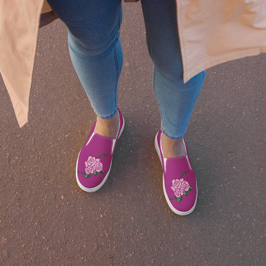 Women’s slip-on canvas shoes - Purple Rose - Stylin Spirit