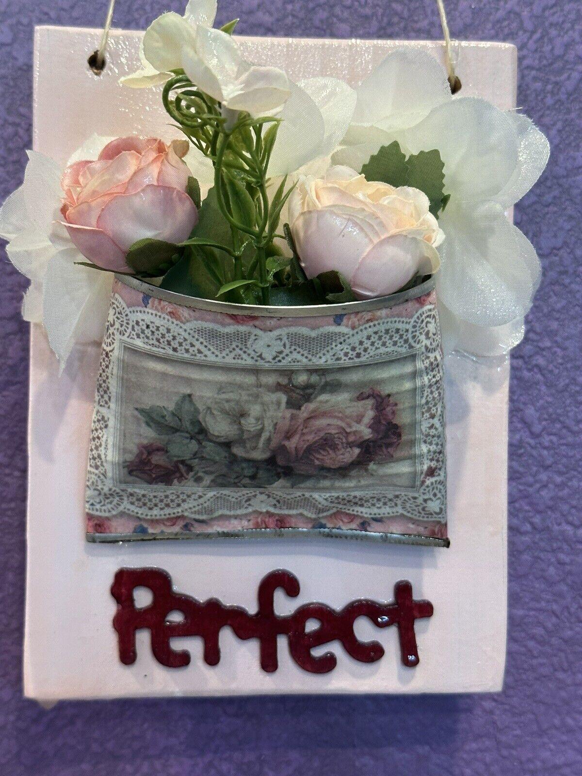 Wooden Wall Hanging - Picture - Pink Home Decor Decoupaged Home Shabby Chic - Stylin Spirit