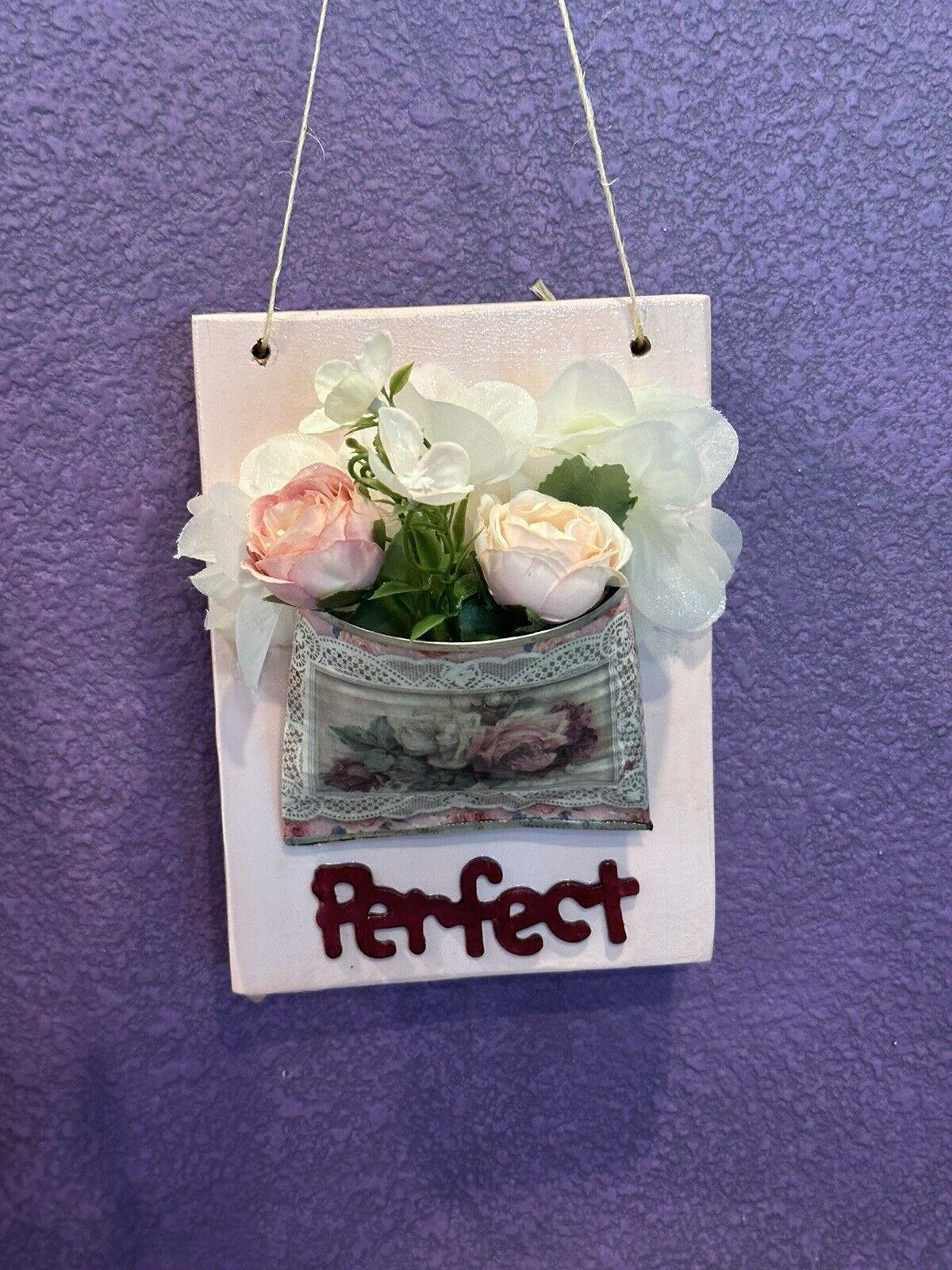 Wooden Wall Hanging - Picture - Pink Home Decor Decoupaged Home Shabby Chic - Stylin Spirit